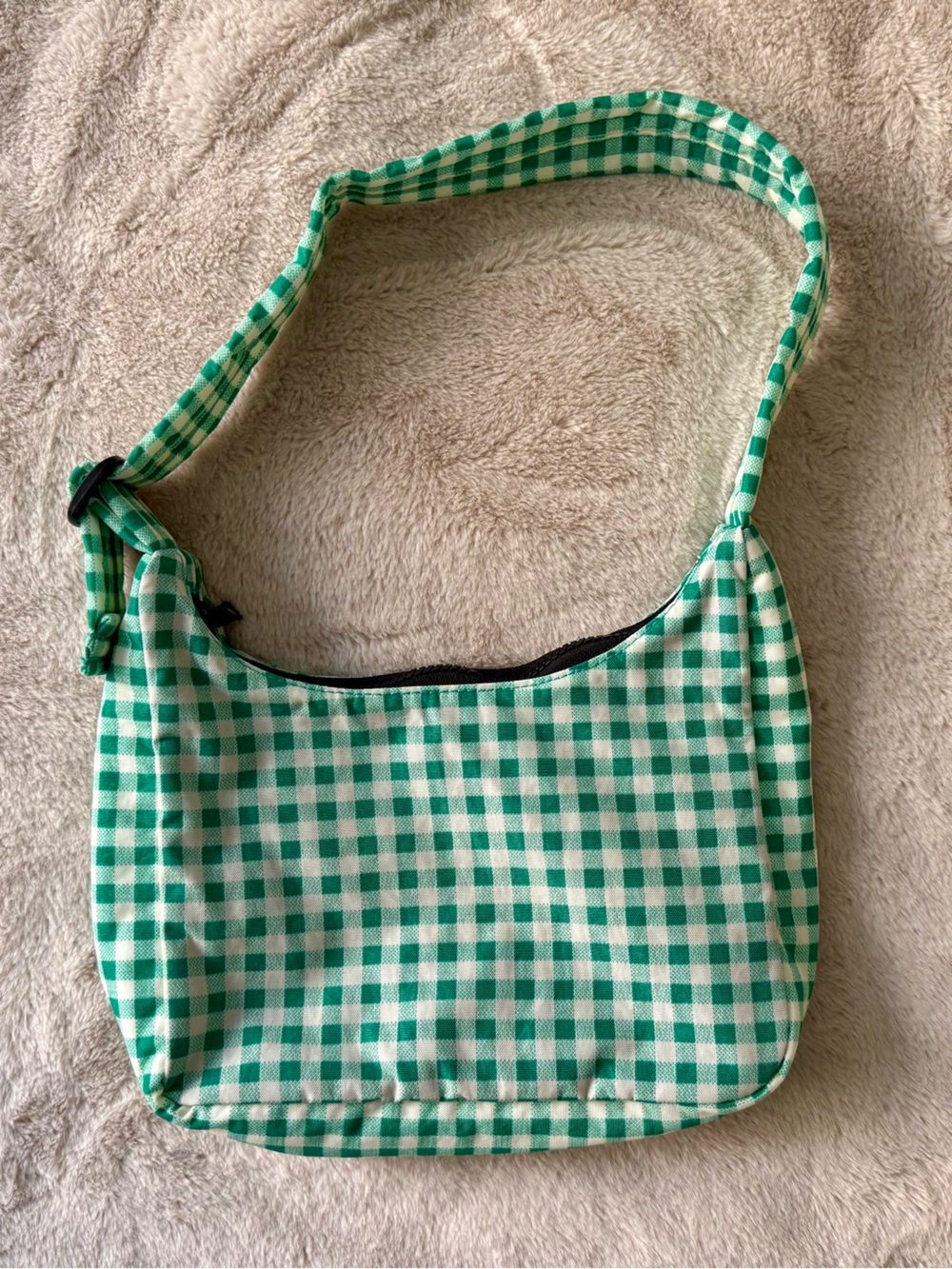 BAGGU Mini Nylon Shoulder Bag Green Gingham